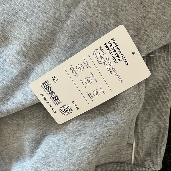 NWT Athleta Forever Fleece 1/2 Zip Crop with Piping - Picture 4 of 5